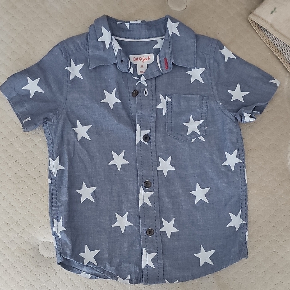 Cat & Jack Blue Star Print Kids Shirt